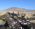 مسيرة جماهيرية حاشدة  للتنديد بصفقات السلاح الأمريكية للنظام السعودي بالعاصمة صنعاء